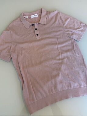 Selected Homme Pink Short Sleeve Polo - size L